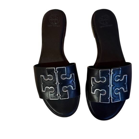 Tory Burch Black Slide Sandals Women’s Size 7.5 Excellent Pre-Owned Condition - Picture 2 of 5